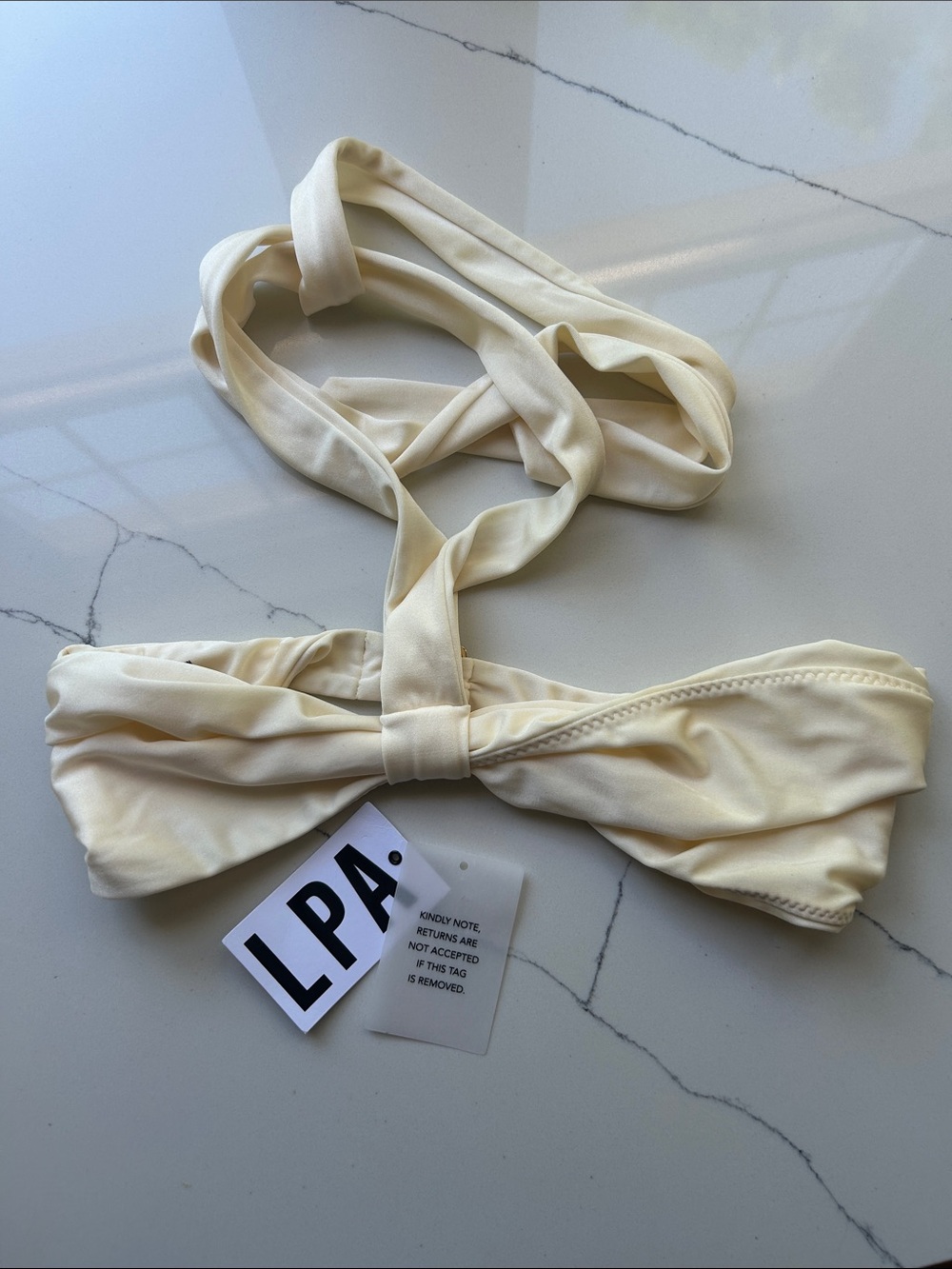 LPA Cream Bandeau Top with Tie Straps